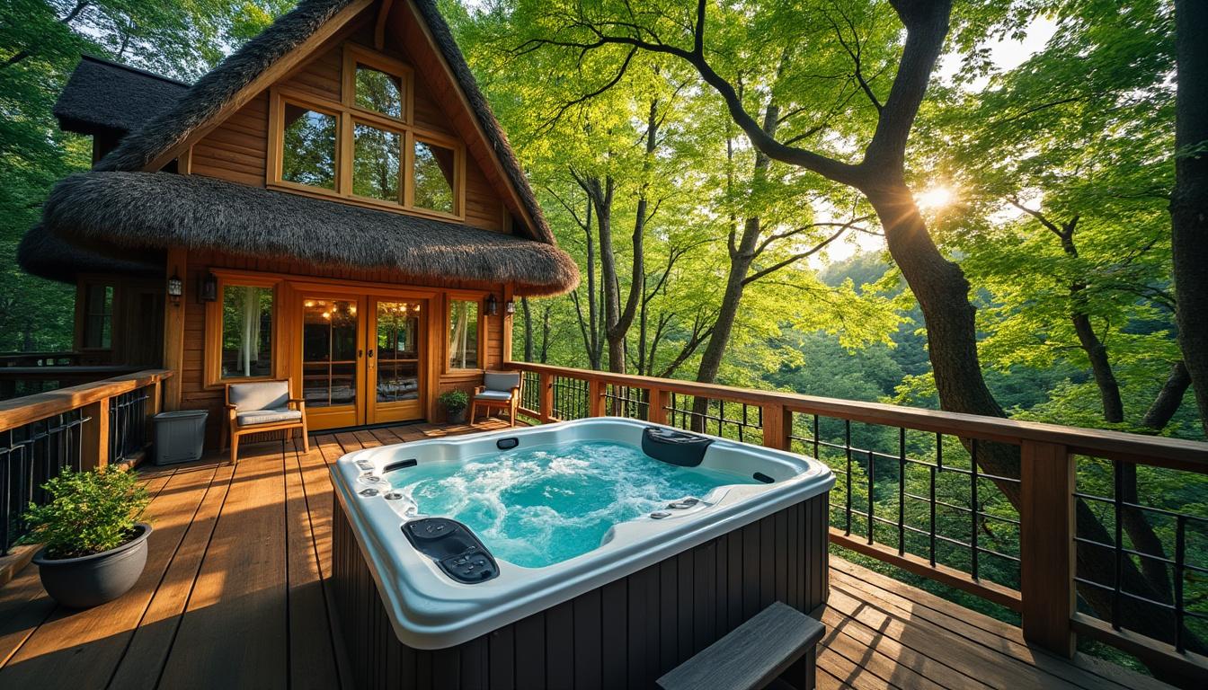 profitez d'un séjour unique en bretagne dans une cabane perchée avec jacuzzi, alliant confort, nature et détente pour une expérience inoubliable.