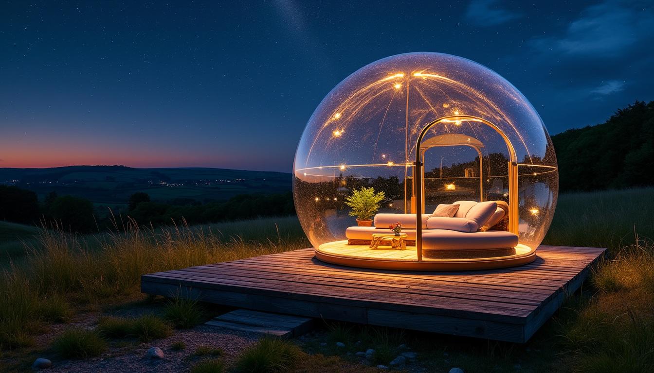vivez une nuit bulle inoubliable en bretagne et profitez d'une expérience unique sous les étoiles, au cœur de la nature bretonne.
