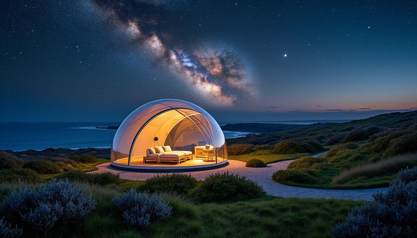 vivez une nuit bulle en bretagne et profitez d'une expérience unique sous les étoiles, au cœur d'un cadre naturel exceptionnel pour des moments magiques et inoubliables.