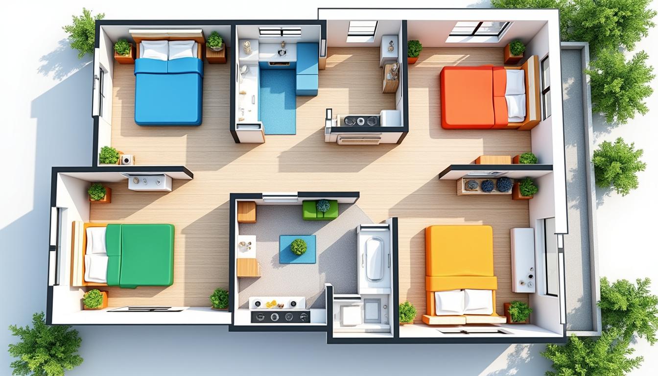 découvrez nos conseils pour optimiser l'espace de votre plan de maison en l avec 4 chambres, alliant fonctionnalité et confort pour toute la famille.